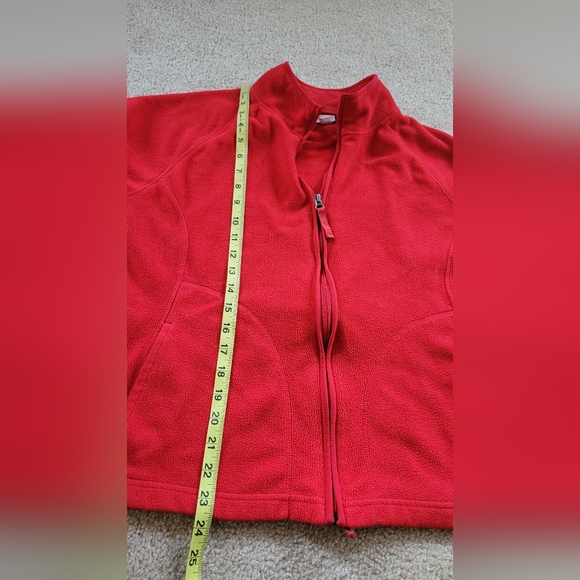 Merona Womens Full Zip Front Fleece Jacket Classic Red Hand Pockets Size large - Picture 3 of 7